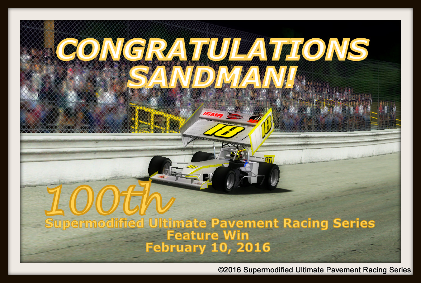 18-Ray Sand Jr. 100th SUPRS Feature Win