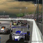 Tight pack of onilne supermodifieds at Colorado National Speedway