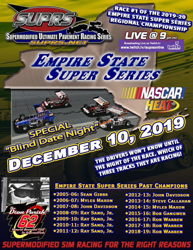 The SUPRS racers are going on a Blind Date to kick off the 2019-20 Empire State Super Series Regional Tour on December 10, 2019