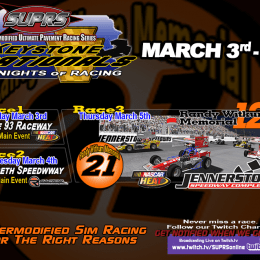 SUPRS 2020 Keystone Nationals is a three-night swing of supermodified sim racing through the state of Pennsylvania