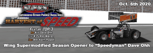 Dave Ohh steered clear of the chaos to win the 17th Annual Harvest of Speed. (Victory Lane Art by BreezeGraphics.com)