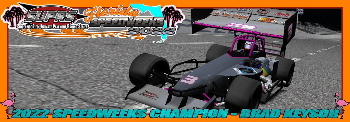 Brad Keysor is SUPRS 2022 Florida Speedweesk Champion in this graphic