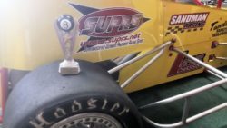 Ray Sand Jr Shampine Memorial trophy and race car