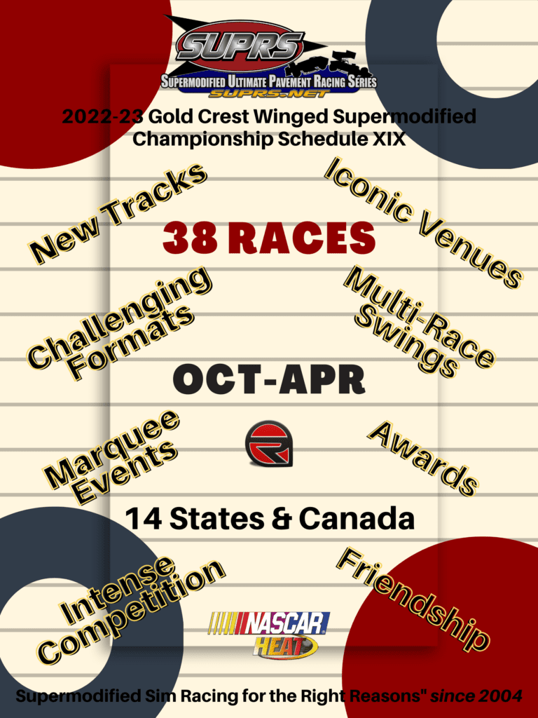 SUPRS 2022-23 Gold Crest Wing Schedule includes iconic events, new tracks, and 38 races in seven months across 14 United States and Canada.