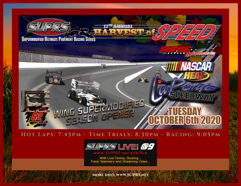 SUPRS 2020 Harvest of Speed poster has the SUPRS drivers anxious to get the season started.