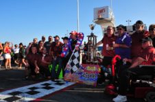 Jeff Abold and crew celebrate winning the Oswego Speedway International Classic 200