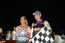 Jeff Abold first career supermodified feature win at Oswego Speedway