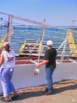 SUPRS member Danette Ray and real supermodified racer Jim Pasquin at Oswego Speedway Spruce Up Day