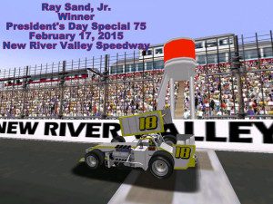 Ray Sand Jr winner of Presidents Day Special for SUPRS online supermodified sim race
